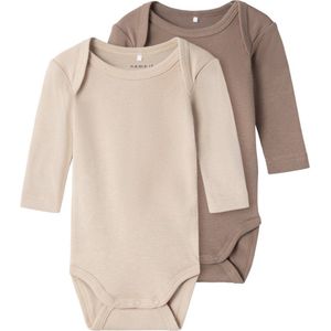 NAME IT BABY Romper NBNBODY - set van 2 Beige/Bruin