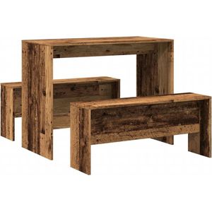 vidaXL 3-delige Eetset - Houtlook - Compact Design Eetkamerset - Eetkamersets - Eetkamer Set - Keukenset