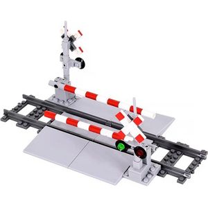 bouwblokjes spoorwegovergang, geschikt voor Lego treinbanen. Bouwpakket met Lego compatible blokjes