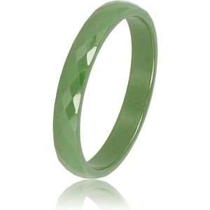 My Bendel Keramieken ring facet geslepen groen 3mm - Keramieke mooi blijvende groene ring - Onbreekbaar - Met luxe cadeauverpakking