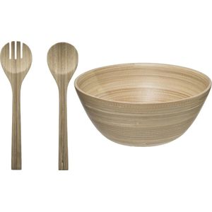 Secret de Gourmet Slakom/serveerschaal en slacouvert - Bamboe - D30 cm