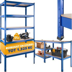 tectake® opslagrek - stellingkast - garagekast - opbergkast - rek - stelling - 180,5 x 90,5 x 45,5 cm - 1325 kg
