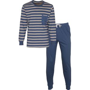 MEQ Heren Pyjama - Pyjama Set - Nachtkleding - 100% Katoen - Blauw- Maat 3XL