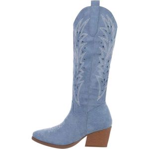 ZoeZo Design - laarzen - lange laarzen - western laarzen - cowboylaarzen - suedine - - blauw - maat 41