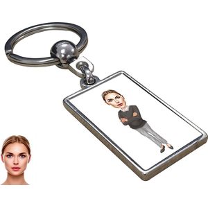 Moeder Karikatuur - Karikatuur Sleutelhanger met Jouw Foto - Sleutelhanger - Cadeau - Verjaardag - Kerst - Kado - Valentijn - Moederdag - Moederdag cadeautje - Moederdag cadeau voor mama - Gepersonaliseerd Cadeau