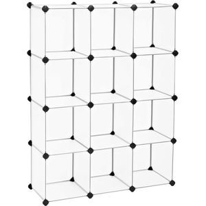 Rootz Opbergrek - Compartimentenkast - Kunststof - Plankensysteem - Verstelbaar - Wit - Transparant - 93 x 31 x 123 cm
