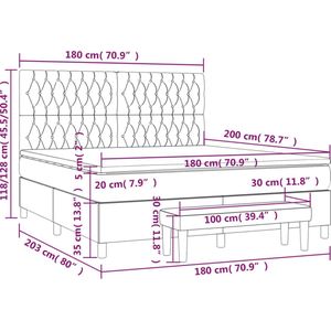 vidaXL - Boxspring - met - matras - fluweel - donkergrijs - 180x200 - cm