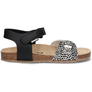 Braqeez 425412-789 Meisjes Platte Sandalen - Zwart - Leer - Klittenband