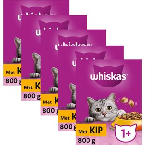 Whiskas Droogvoer 1+ Kattenbrokken - Adult - Kip - doos 5 x 800g