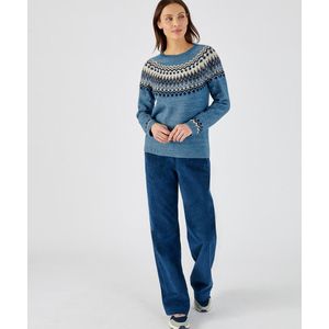 Damart - Trui jacquard in Noorse stijl met glanzende details - Vrouwen - Blauw - S