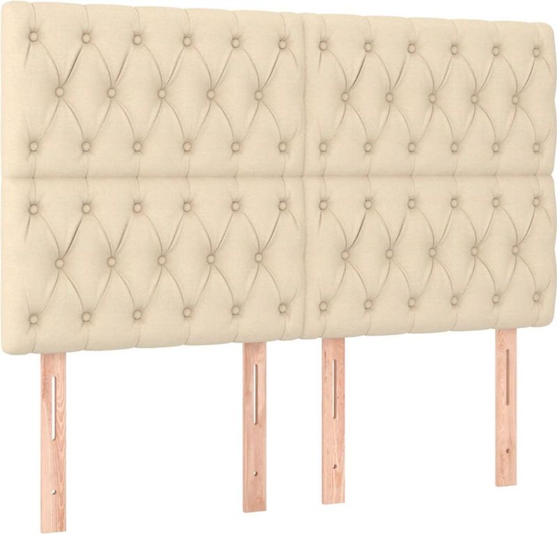 vidaXL - Hoofdborden - 4 - st - 80x7x78/88 - cm - stof - crèmekleurig