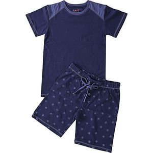 La V Shortama voor jongen- Donkerblauw met sterren print 164-170
