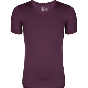 RJ Bodywear Pure Color T-shirt V-hals - aubergine microfiber - Maat: XL