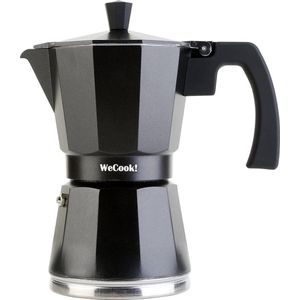 9 Kops Italiaans Espresso Koffiezetapparaat Inductie | Roestvrij staal voor keramische kookplaat, caffettiera inductie | Aluminium espressomachine klein, veiligheidsventiel | Zwart, aluminium