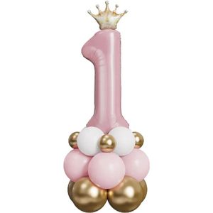 Ballonnen Baby 1 Jaar Rose Goud Verjaardag Versiering Cijfer Girl - Eerste verjaardag Meisje -