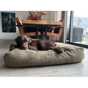 Dog's Companion Hondenkussen / Hondenbed - XL - 140 x 95 cm - Olive Giant Ribcord