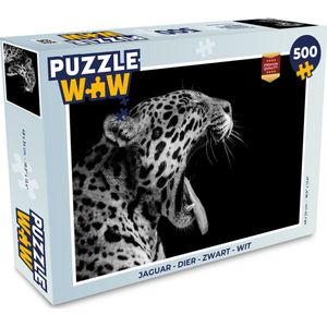 Puzzel Jaguar - Dier - Zwart - Wit - Legpuzzel - Puzzel 500 stukjes