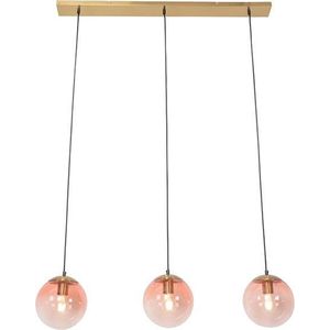 QAZQA pallon - Art Deco Hanglamp eettafel voor boven de eettafel | in eetkamer - 3 lichts - L 1000 mm - Roze - Woonkamer | Slaapkamer | Keuken