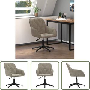 The Living Store Kantoorstoel draaibaar fluweel lichtgrijs - Kantoorstoel - Draaibare Stoel - Fluweel Stoel - Grijze Stoel - Ergonomische Stoel