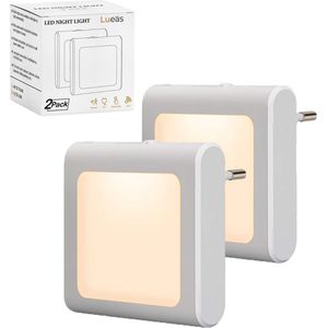 Lueas® - 2 x LED-nachtlampje plug-in/stopcontact -nachtlampje met dag/nacht sensor - plugin ledlamp ��– Nachtlampje - warm licht – dimbaar – Voor in de baby/kinder kamer