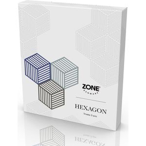 Zone Denmark Hexagon Onderzetter 16 x 14 x 0,9 cm 3 stuks Indigo/Fog/Olive Taupe