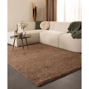 Hoogpolig vloerkleed shaggy Trend effen - mokka 240x240 cm