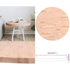 vidaXL Tafelblad rond Ø50x4 cm massief beukenhout - Tafelblad - Tafelbladen - Vervangend Tafelblad - Vervangend Houten Tafelblad