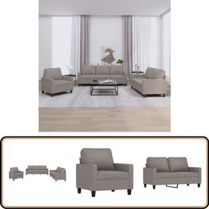 vidaXL Loungeset 3-delig - Taupe - Inclusief kussens Loungeset - Tuinmeubelen - Lounge Stoffen Meubels - Fauteuils - Bankstellen