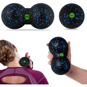 Bal + dubbele massagebal - set - NS-997 zwart-blauw