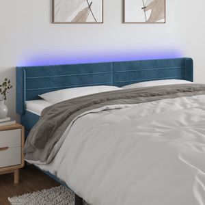 vidaXL Hoofdbord LED Fluweel Donkerblauw Hoofd Bord - Led Hoofdbord - Hoofdbord Blauw - Velvet Hoofdbord - Bedstek - Slaap Accessoires