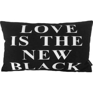 Love Is The New Black Kussenhoess-sKatoen / Polyesters-s30 x 50 cms-sZwart - Wit