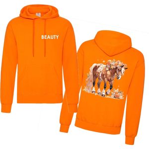 Hoodie paarden - gepersonaliseerde hoodie voor de paardenliefhebber - Oranje - Maat M