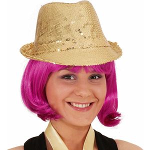 4x stuks trilby carnaval verkleed hoed gouden pailletten voor volwassenen