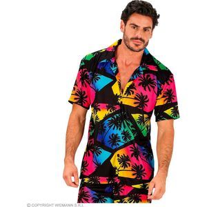Widmann - Hawaii & Carribean & Tropisch Kostuum - Summer Sunset Palmtree Shirt Man - Multicolor - XXL - Carnavalskleding - Verkleedkleding