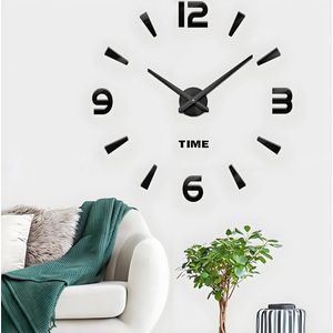 Coraltree moderne stille DIY 3D-sticker wandklok - decoratie voor huis, restaurant, kantoor en hotel (zwart)