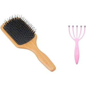 Haarborstel met hoofdmassage en natuurlijk haarverzorging, geschikt voor dik, lang, glad en krullend haar