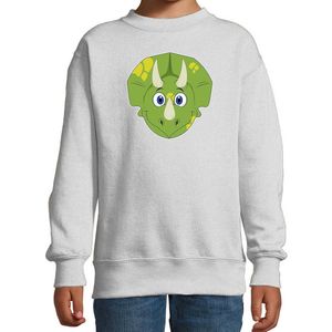 Cartoon dino trui grijs voor jongens en meisjes - Kinderkleding / dieren sweaters kinderen 152/164