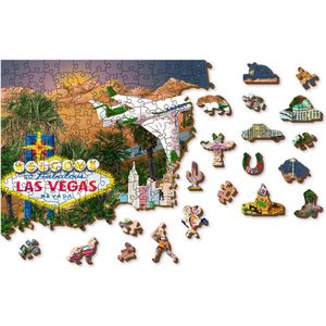 Wooden City Welkom in Las Vegas XL - Houten Vormpuzzel - 52x37,5 cm -750 stukjes