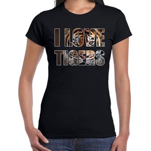 I love tigers / tijgers t-shirt zwart dames - tijger dieren t-shirt / kleding - cadeau t-shirt / tijger shirts XXL