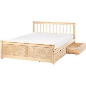 OLENDON - Bed met 2 lades - Lichthout - 140 x 200 cm - Dennenhout