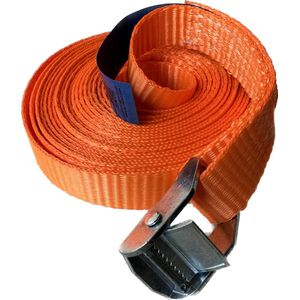 Spanband - Sjorband met klemgesp - Oranje spanbanden - Lengte 6 meter - Breedte 25 mm - Capaciteit 500 kg - Geproduceerd conform EN12195-2 - Totaal 4 stuks per verpakking.
