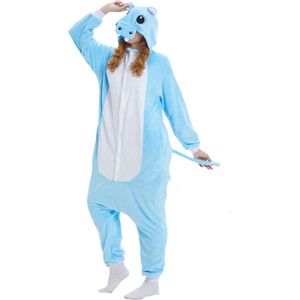 Nijlpaard Blauw Onesie Pak Kostuum Outfit Huispak Jumpsuit Verkleedpak - Verkleedkleding - Halloween & Carnaval - SnugSquad - Kinderen & Volwassenen - Unisex - Maat S voor Lichaamslengte (146 - 159 cm)