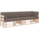 vidaXL - Tweezitsbank - pallet - met - kussens - geïmpregneerd - grenenhout