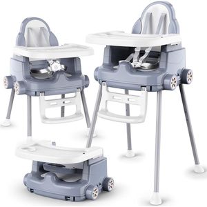 3-in-1 kinderstoel, inklapbaar, babystoel, babystoel, eenvoudig te reinigen, convertible, ultra compacte kinderstoel, lichte draagbare kinderstoel voor baby's, racing-look (donkergrijs)