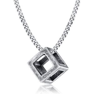 LGT Jewels heren ketting Edelstaal Kubus Vintage