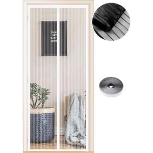 Magnetisch Vliegengaas 54 Groottes 120 x 220cm Muggennet Hordeur voor Balkondeur Kelderdeur Terrasdeur Automatisch Sluitend Witte Strepen-Ramen-Zonder Boren.