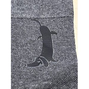 Teckel - sokken - 1 paar sokken - teckelprint - maat 35/39 - grijs - zwarte print - liggende teckel - hond - dachshund - teckelsokken - teckel sokken