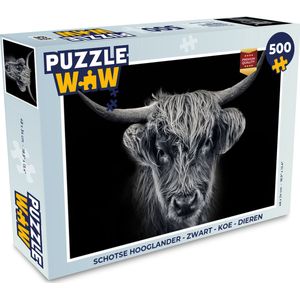 Puzzel Schotse hooglander - Zwart - Koe - Dieren - Legpuzzel - Puzzel 500 stukjes