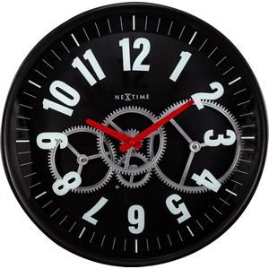 Moderne Gear Clock Met Bewegende Tandwielen - Wit - 36cm - Metaal/Glas - NeXtime