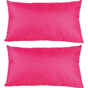 8x Bank/sier kussens voor binnen en buiten in de kleur fuchsia roze 30 x 50 cm - Tuin/huis kussens